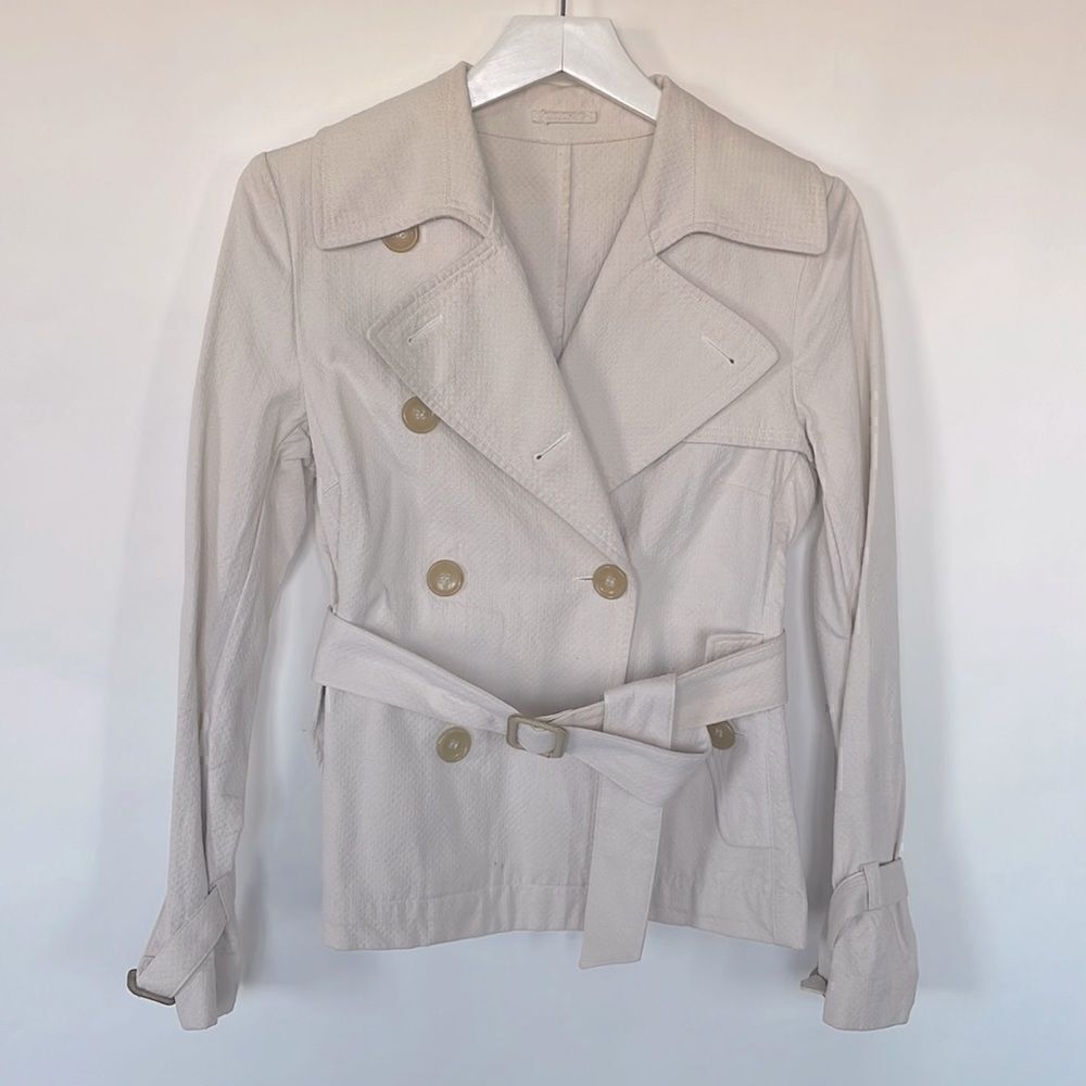 Mario Matteo Short Textured Trench Style Jacket